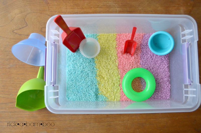 Rainbow Rice | rickabamboo.com | #sensorybin #preschool