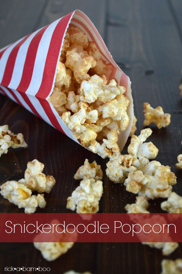 Snickerdoodle Popcorn | rickabamboo.com | #cinnamon #sweet #treat #movie