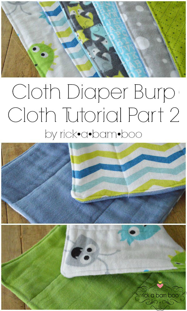 Cloth Diaper Burp Cloth Tutorial {Part 2} - Sewing flannel fabric to cloth diapers | rickabamboo.com