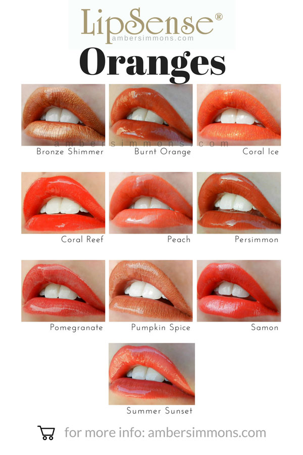 LipSense Oranges Color Chart | ambersimmons.com Do you see your new favorite color? Click on over to ambersimmons.com and find out how you can order it today!