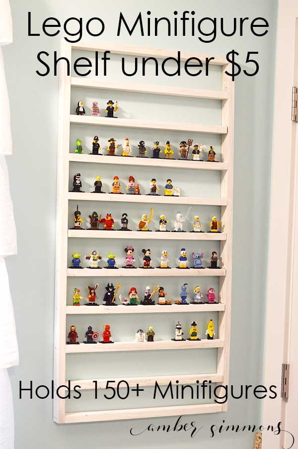 This easy tutorial for a DIY Lego Minifigure shelf can hold over 150 Lego Minifigures and costs less than $5.