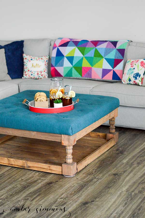 Modern Farmhouse Tufted Ottoman Tutorial | Fixer Upper Style | Country Chic | Build it yourself 