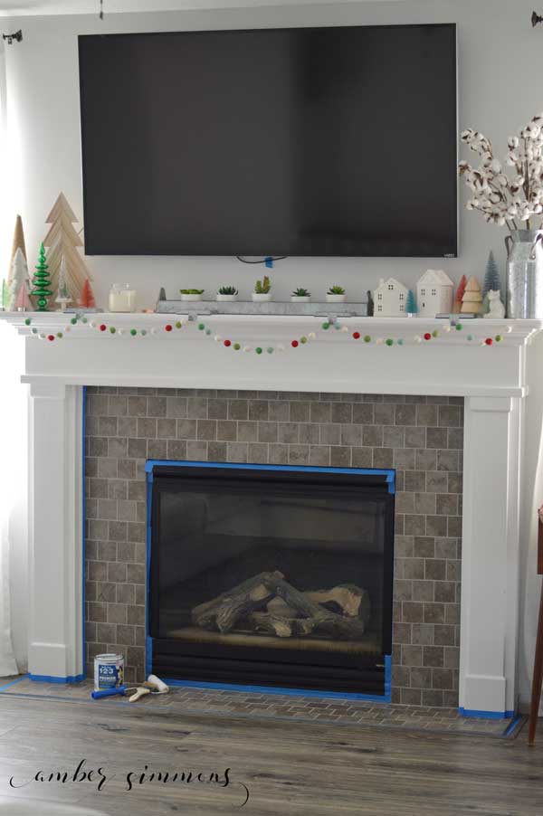 How To Paint A Tile Fireplace Amber, What Paint To Use On Tile Around Fireplace
