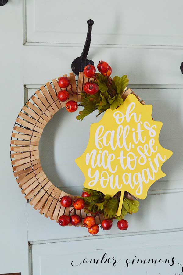 With this fall clothespin wreath tutorial, you will have a festive autumn wreath in no time using items from the dollar store and the Cricut Maker.